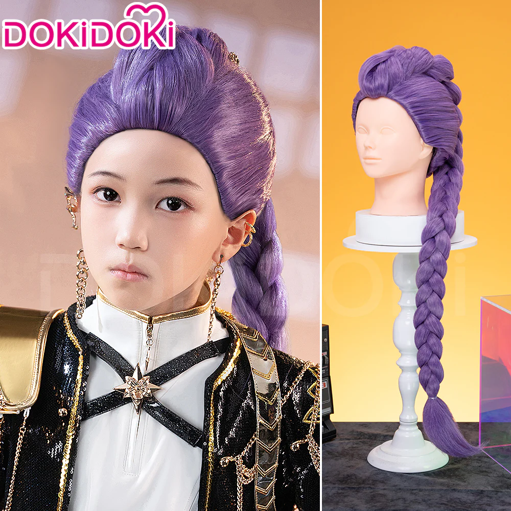 【Ready For Ship】【Last Batch】【100 CM】【Front Lace】【Kids Version】DokiDoki Movie Anime Cosplay Women All-in-one Wig Long Purple Hair Braid