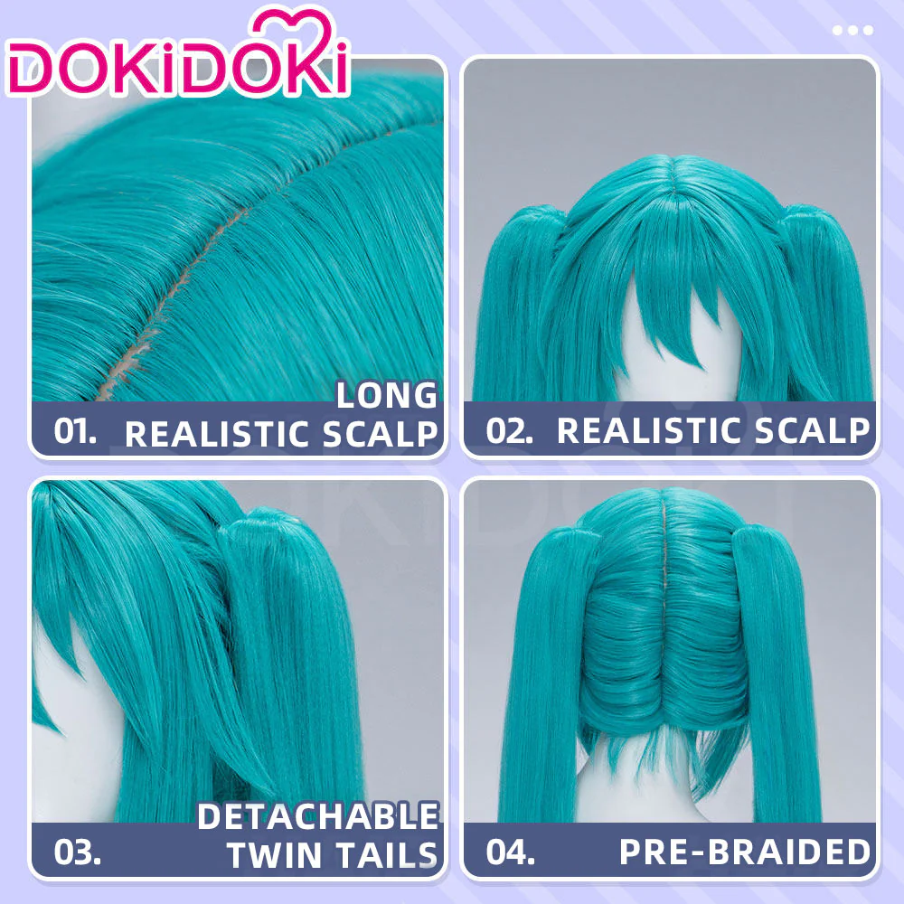 【Partially Ready For Ship】【Holographic Shimmer Fiber】【Pre Crimped】【100 CM】DokiDoki Cosplay Wig Long Straight Green Blue Hair Twin Tails - Image 10