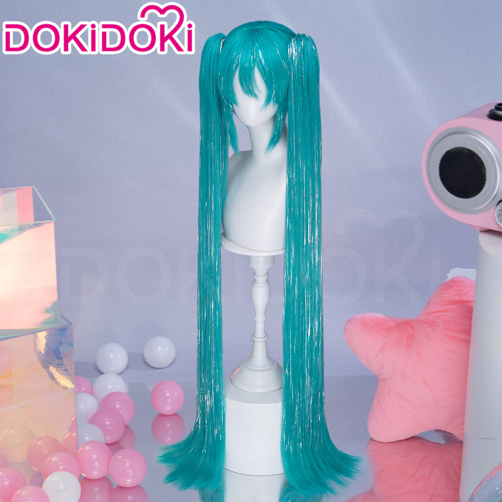 【Partially Ready For Ship】【Holographic Shimmer Fiber】【Pre Crimped】【100 CM】DokiDoki Cosplay Wig Long Straight Green Blue Hair Twin Tails - Image 13