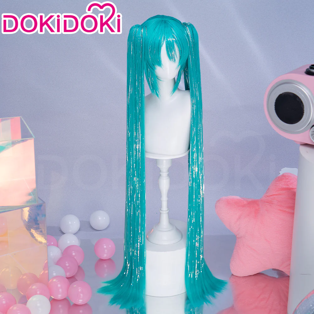 【Partially Ready For Ship】【Holographic Shimmer Fiber】【Pre Crimped】【100 CM】DokiDoki Cosplay Wig Long Straight Green Blue Hair Twin Tails - Image 14