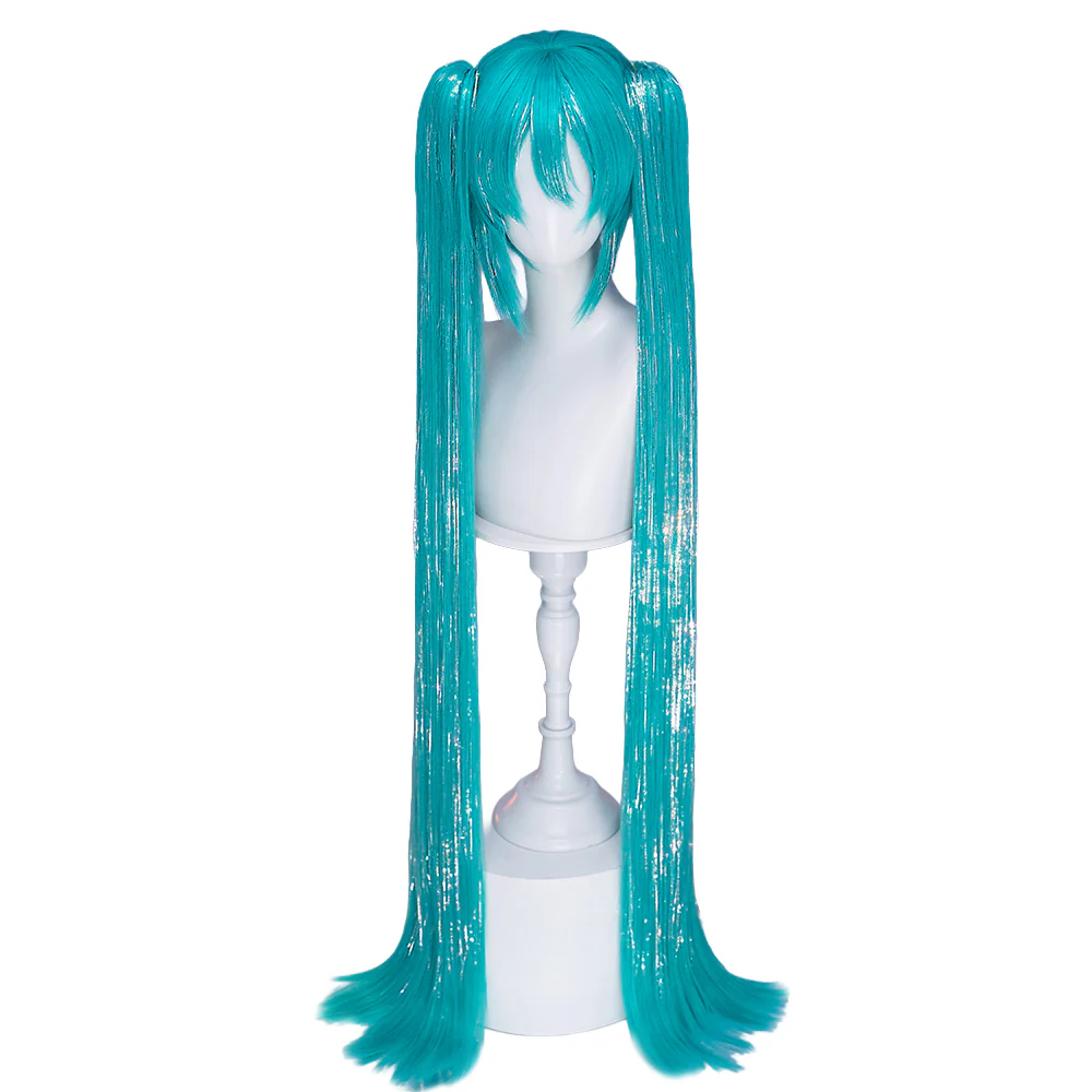 【Partially Ready For Ship】【Holographic Shimmer Fiber】【Pre Crimped】【100 CM】DokiDoki Cosplay Wig Long Straight Green Blue Hair Twin Tails - Image 16