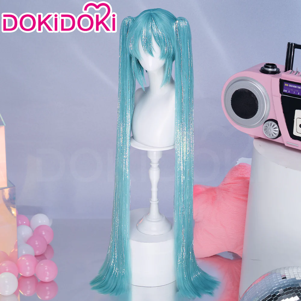 【Partially Ready For Ship】【Holographic Shimmer Fiber】【Pre Crimped】【100 CM】DokiDoki Cosplay Wig Long Straight Green Blue Hair Twin Tails - Image 18