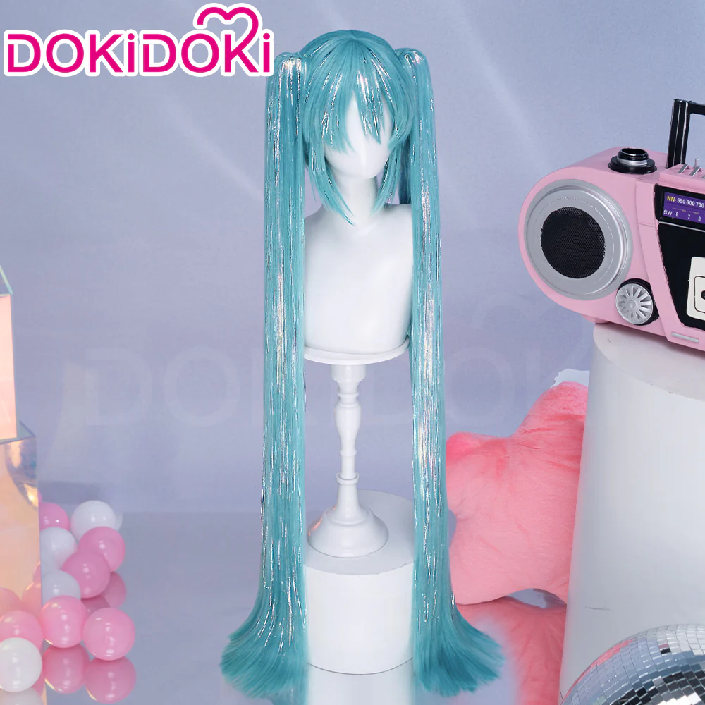 【Partially Ready For Ship】【Holographic Shimmer Fiber】【Pre Crimped】【100 CM】DokiDoki Cosplay Wig Long Straight Green Blue Hair Twin Tails - Image 19