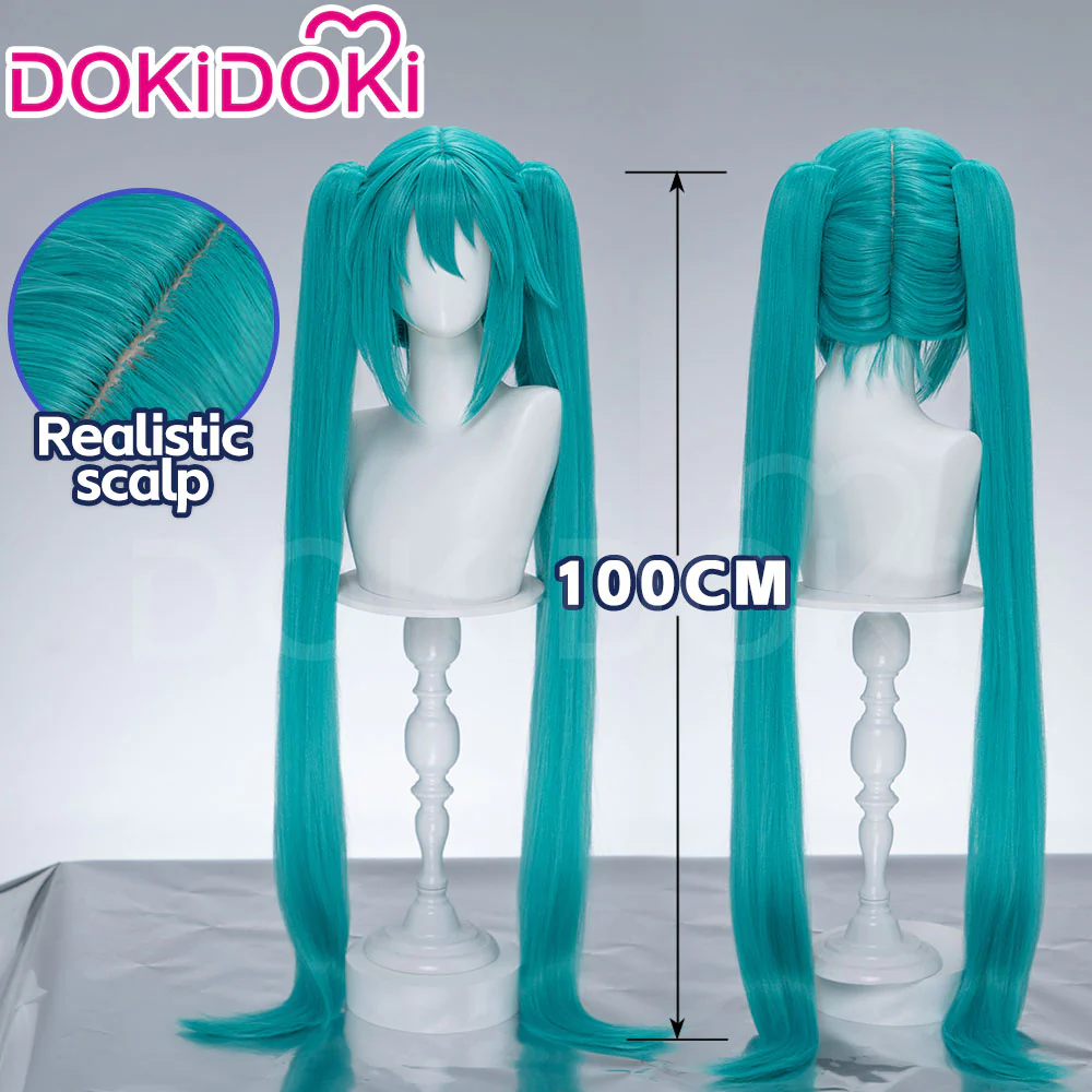 【Partially Ready For Ship】【Holographic Shimmer Fiber】【Pre Crimped】【100 CM】DokiDoki Cosplay Wig Long Straight Green Blue Hair Twin Tails - Image 2