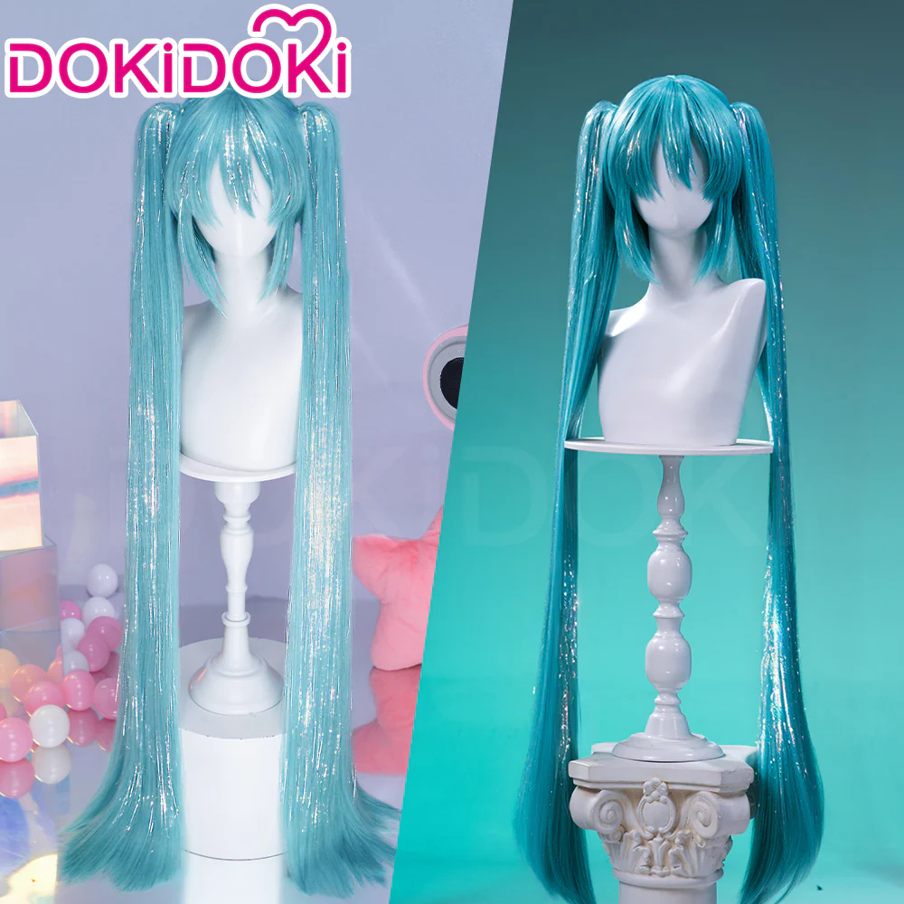 【Partially Ready For Ship】【Holographic Shimmer Fiber】【Pre Crimped】【100 CM】DokiDoki Cosplay Wig Long Straight Green Blue Hair Twin Tails - Image 20