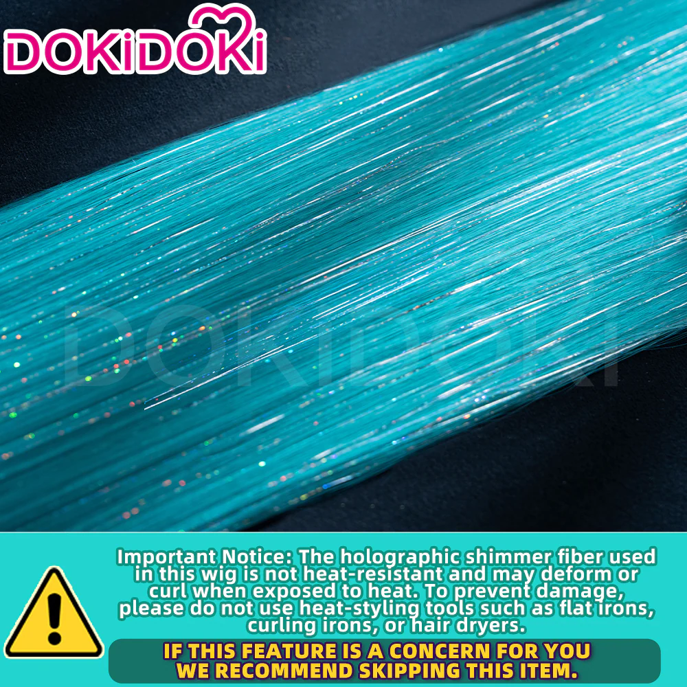 【Partially Ready For Ship】【Holographic Shimmer Fiber】【Pre Crimped】【100 CM】DokiDoki Cosplay Wig Long Straight Green Blue Hair Twin Tails - Image 21