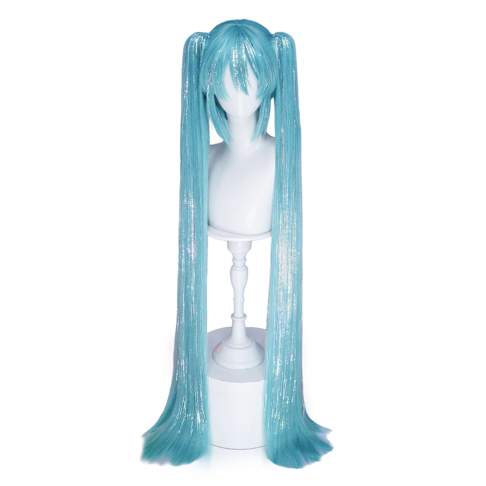 【Partially Ready For Ship】【Holographic Shimmer Fiber】【Pre Crimped】【100 CM】DokiDoki Cosplay Wig Long Straight Green Blue Hair Twin Tails - Image 23