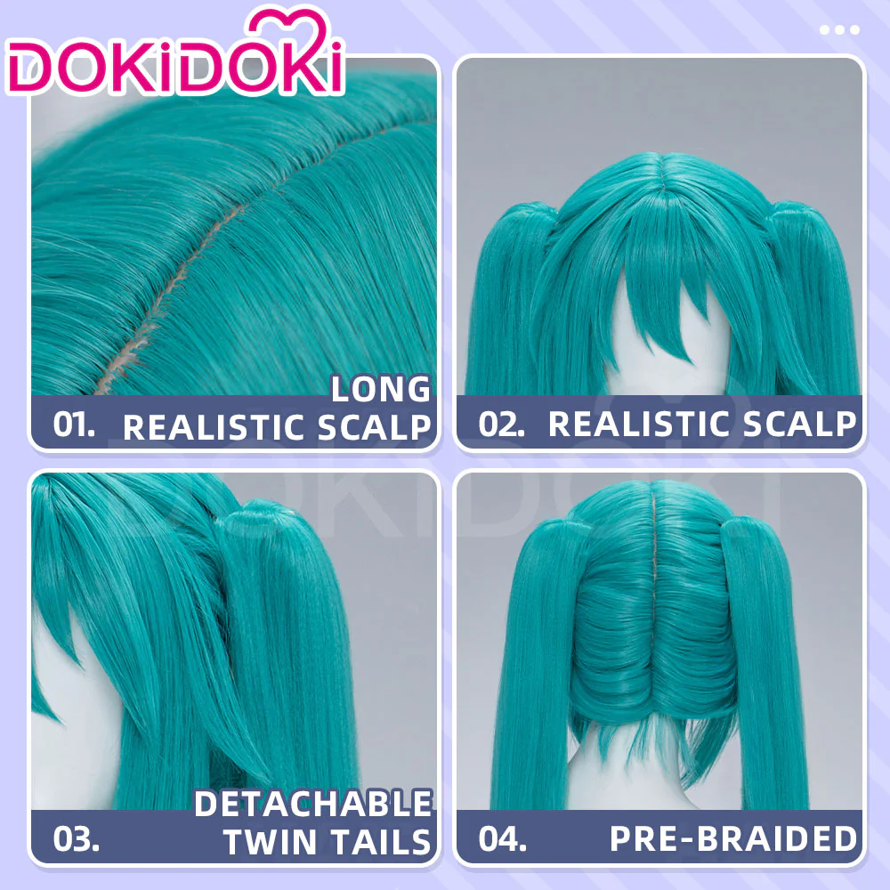 【Partially Ready For Ship】【Holographic Shimmer Fiber】【Pre Crimped】【100 CM】DokiDoki Cosplay Wig Long Straight Green Blue Hair Twin Tails - Image 5