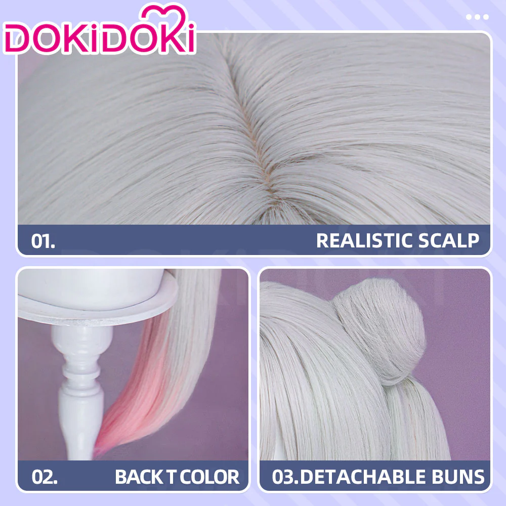 【Twin Tails Ver Ready For Ship】【120CM】DokiDoki Anime Cosmic Princess Kaguya! Cosplay Yachiyo Runami Wig Long Straight Sliver Pink Hair Twin Tails Side Ponytail - Image 12