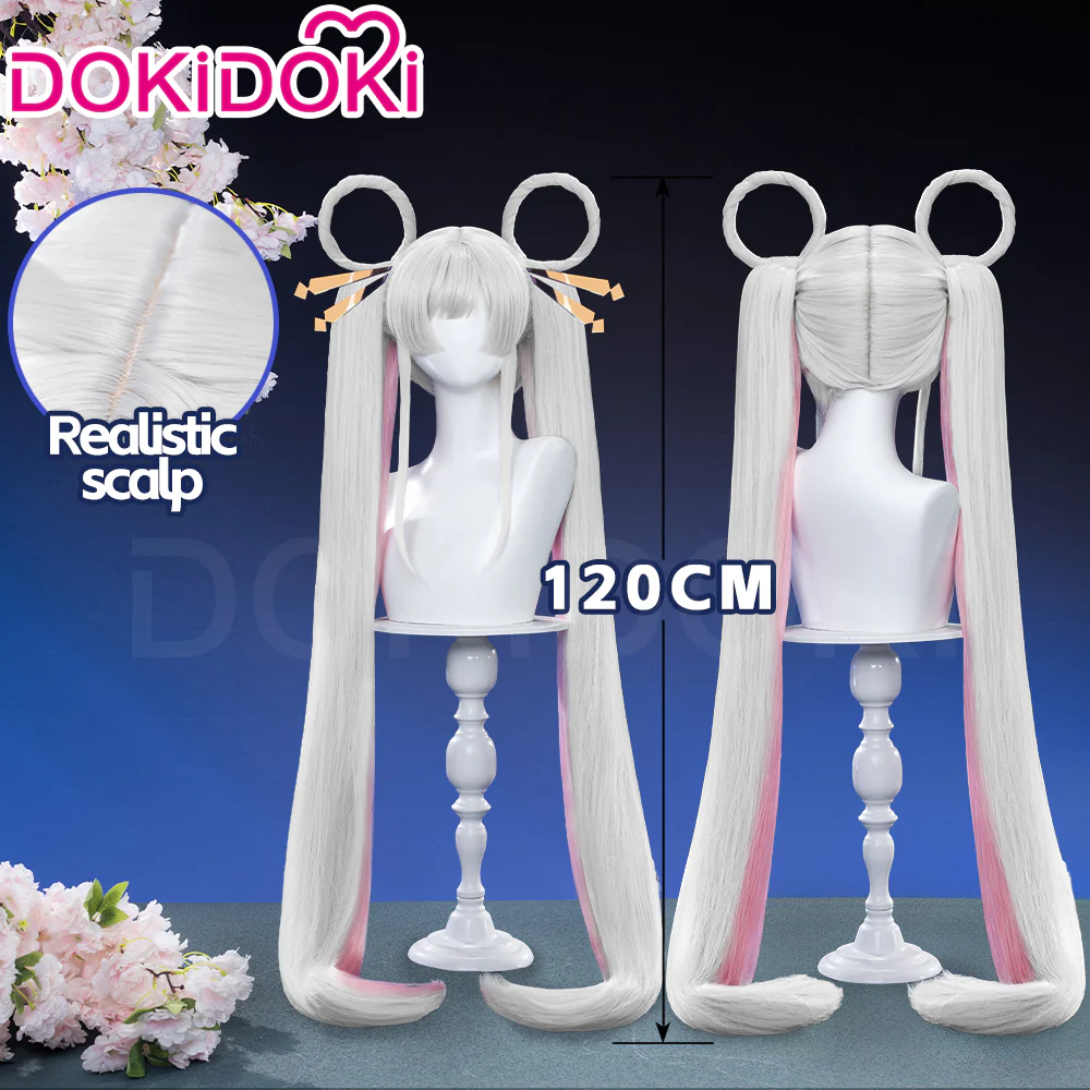 【Twin Tails Ver Ready For Ship】【120CM】DokiDoki Anime Cosmic Princess Kaguya! Cosplay Yachiyo Runami Wig Long Straight Sliver Pink Hair Twin Tails Side Ponytail - Image 2