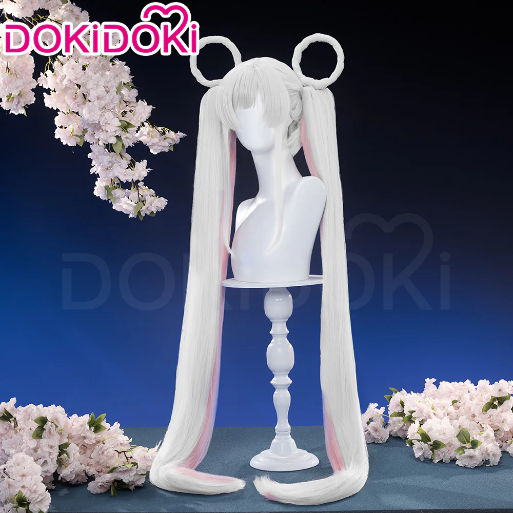 【Twin Tails Ver Ready For Ship】【120CM】DokiDoki Anime Cosmic Princess Kaguya! Cosplay Yachiyo Runami Wig Long Straight Sliver Pink Hair Twin Tails Side Ponytail - Image 3