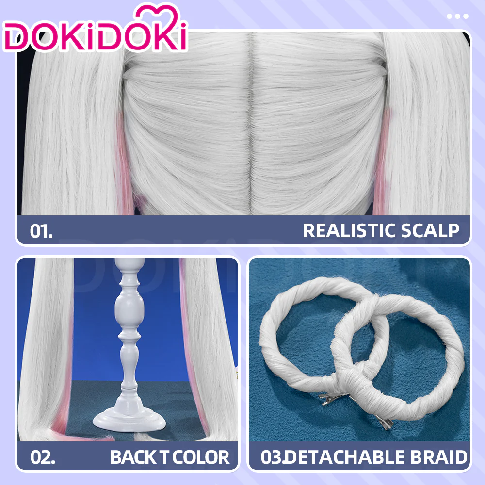 【Twin Tails Ver Ready For Ship】【120CM】DokiDoki Anime Cosmic Princess Kaguya! Cosplay Yachiyo Runami Wig Long Straight Sliver Pink Hair Twin Tails Side Ponytail - Image 7