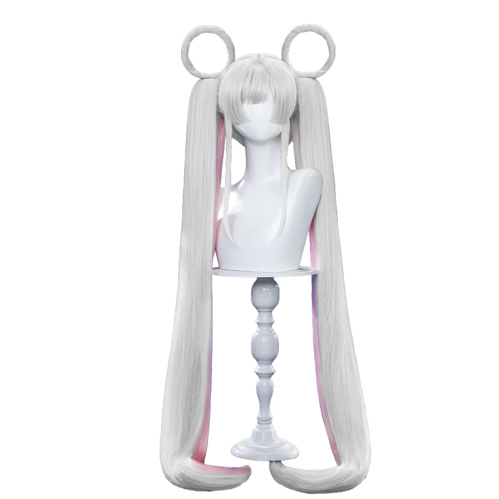 【Twin Tails Ver Ready For Ship】【120CM】DokiDoki Anime Cosmic Princess Kaguya! Cosplay Yachiyo Runami Wig Long Straight Sliver Pink Hair Twin Tails Side Ponytail - Image 8