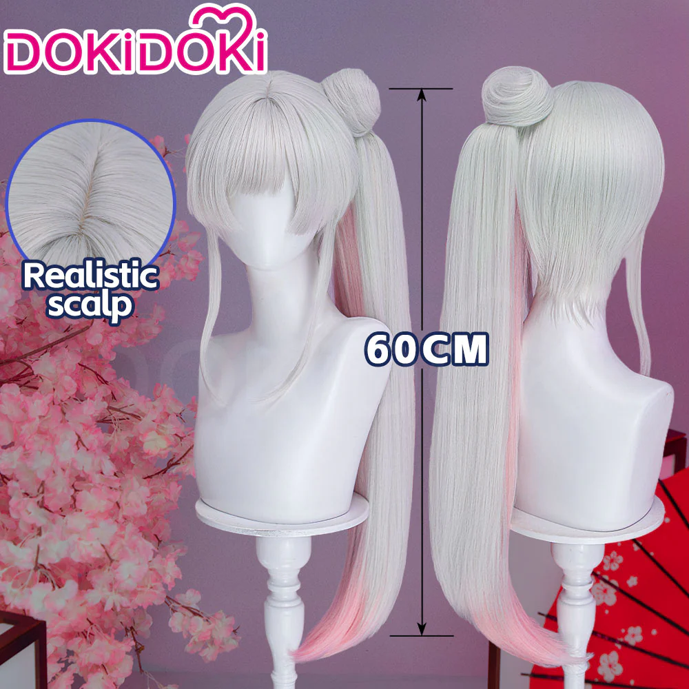 【Twin Tails Ver Ready For Ship】【120CM】DokiDoki Anime Cosmic Princess Kaguya! Cosplay Yachiyo Runami Wig Long Straight Sliver Pink Hair Twin Tails Side Ponytail - Image 9