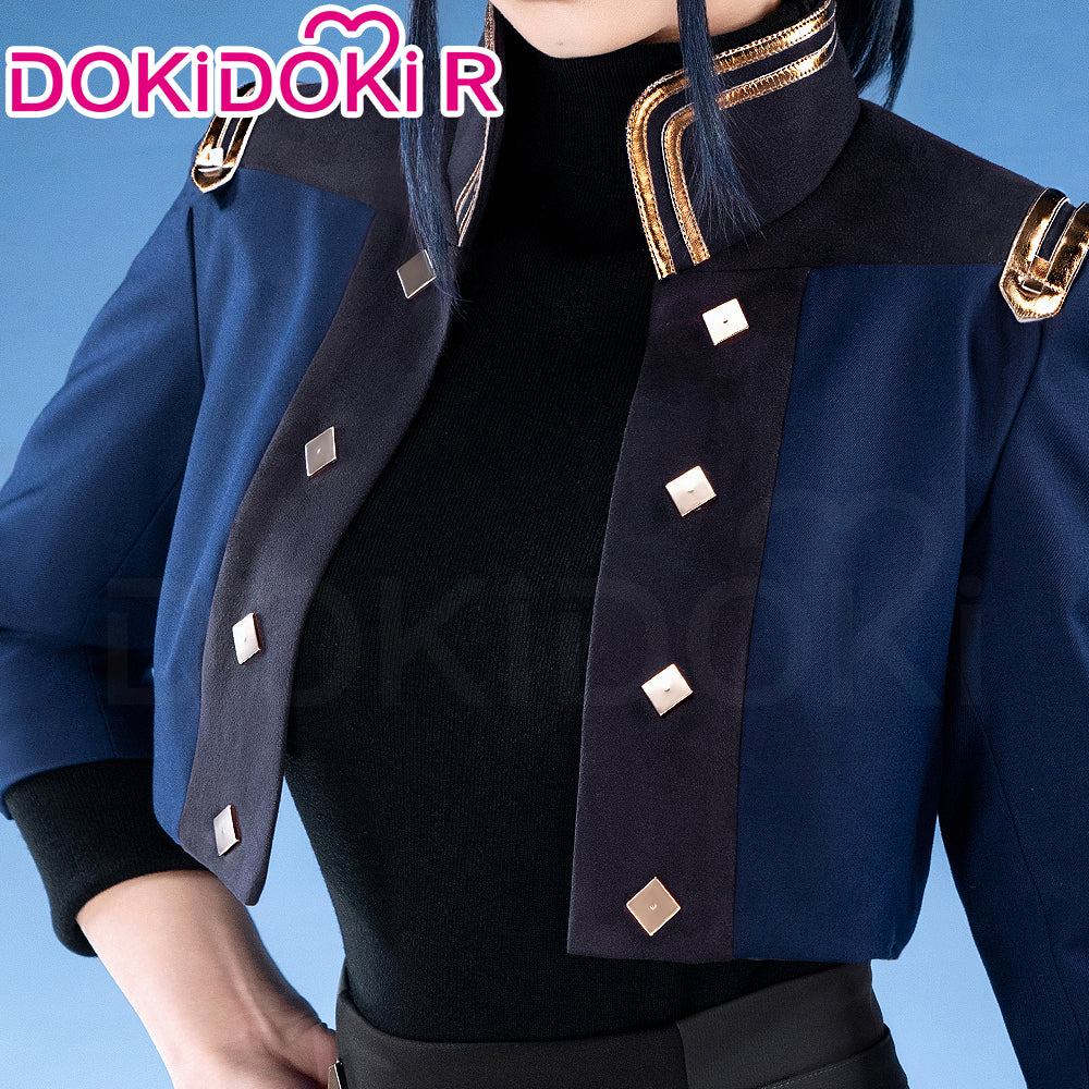 【Partially Ready For Ship】【Size S-3XL】DokiDoki-R Game Cosplay Costume Blue Black Military Uniform - Image 4