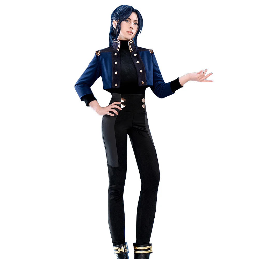 【Partially Ready For Ship】【Size S-3XL】DokiDoki-R Game Cosplay Costume Blue Black Military Uniform - Image 5