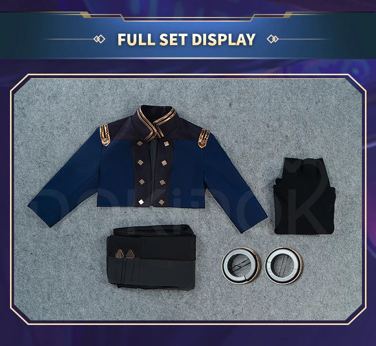 【Partially Ready For Ship】【Size S-3XL】DokiDoki-R Game Cosplay Costume Blue Black Military Uniform - Image 6