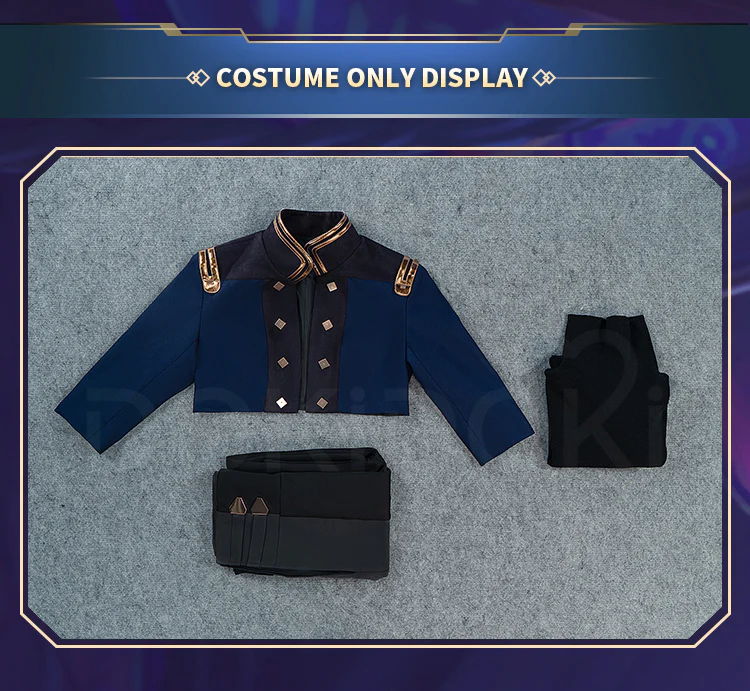 【Partially Ready For Ship】【Size S-3XL】DokiDoki-R Game Cosplay Costume Blue Black Military Uniform - Image 7