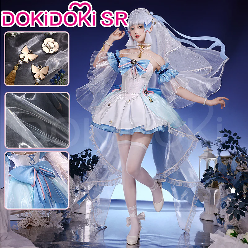 DokiDoki-SR Game Genshin Impact Cosplay Kamisato Ayaka Costume Confession Melody Doujin Wedding Dress