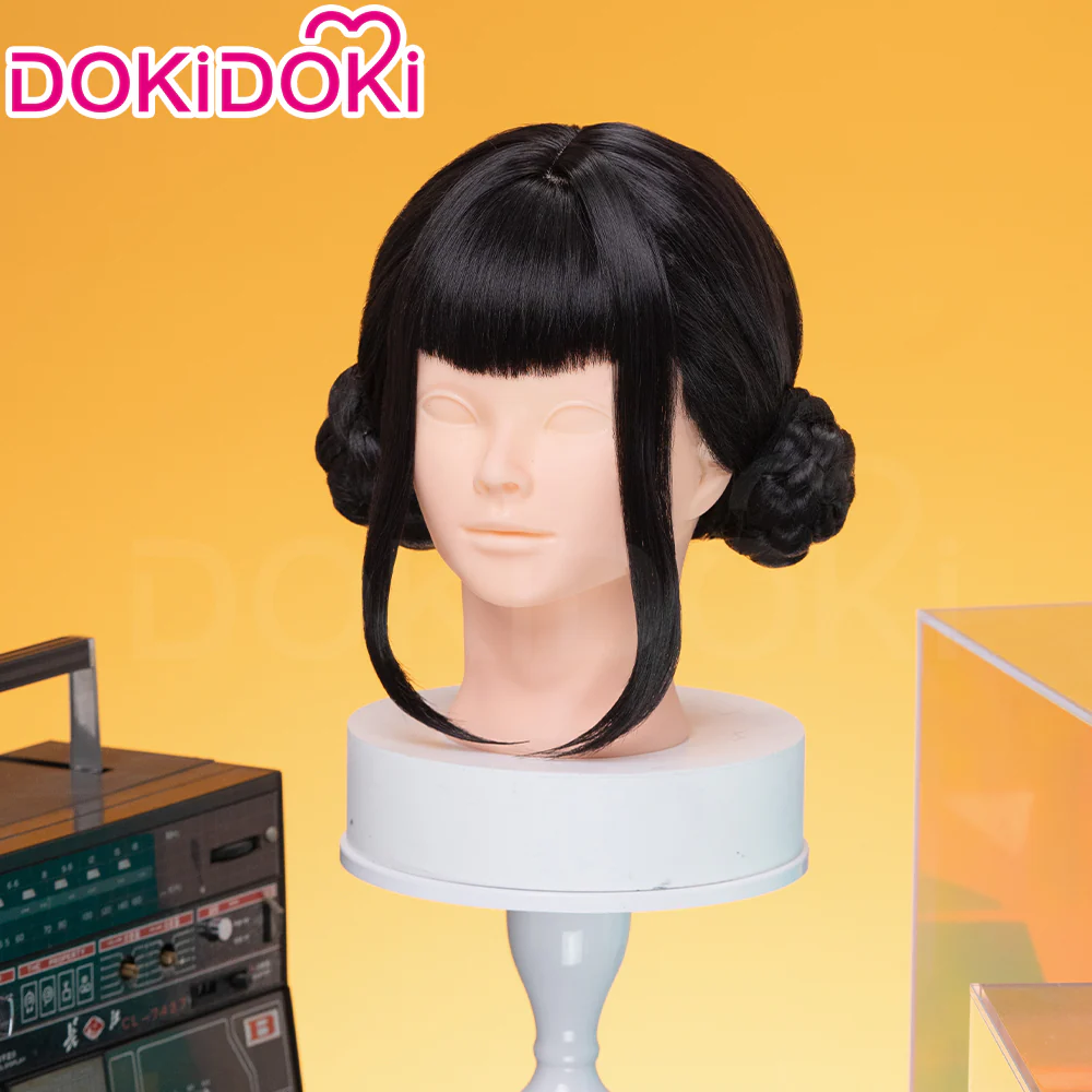【Ready For Ship】【Kids Version】DokiDoki Movie Anime Cosplay Women Wig Short Black Hair Double Buns - Image 4