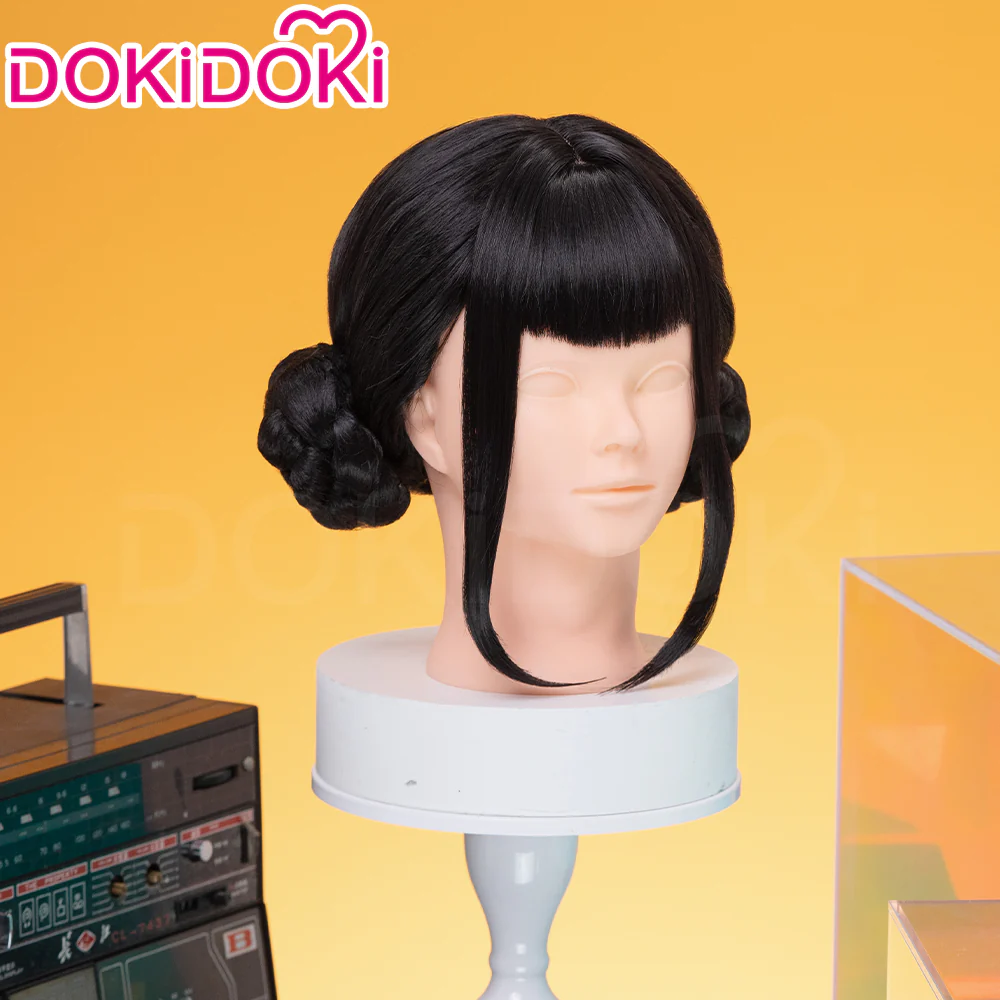 【Ready For Ship】【Kids Version】DokiDoki Movie Anime Cosplay Women Wig Short Black Hair Double Buns - Image 5