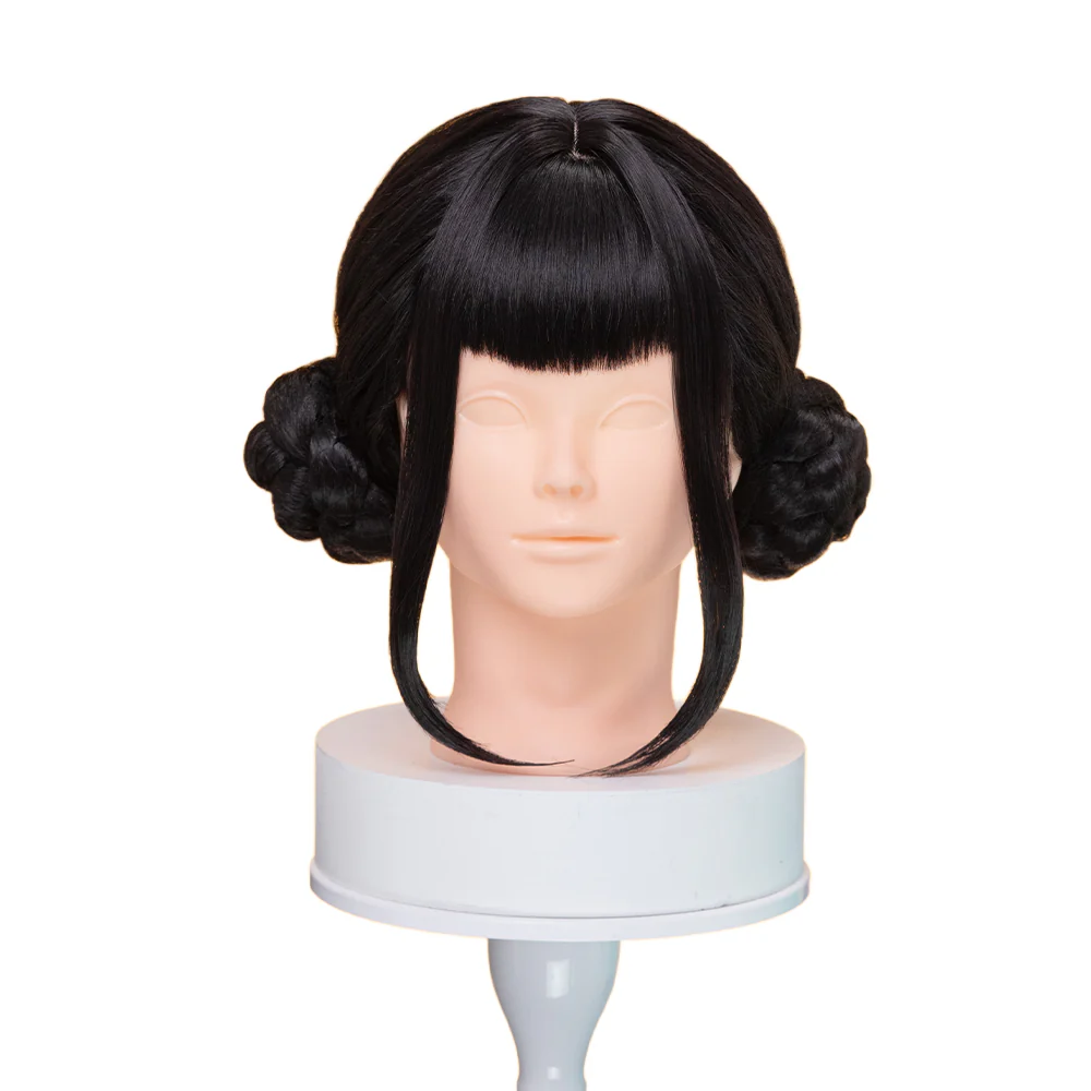 【Ready For Ship】【Kids Version】DokiDoki Movie Anime Cosplay Women Wig Short Black Hair Double Buns - Image 7