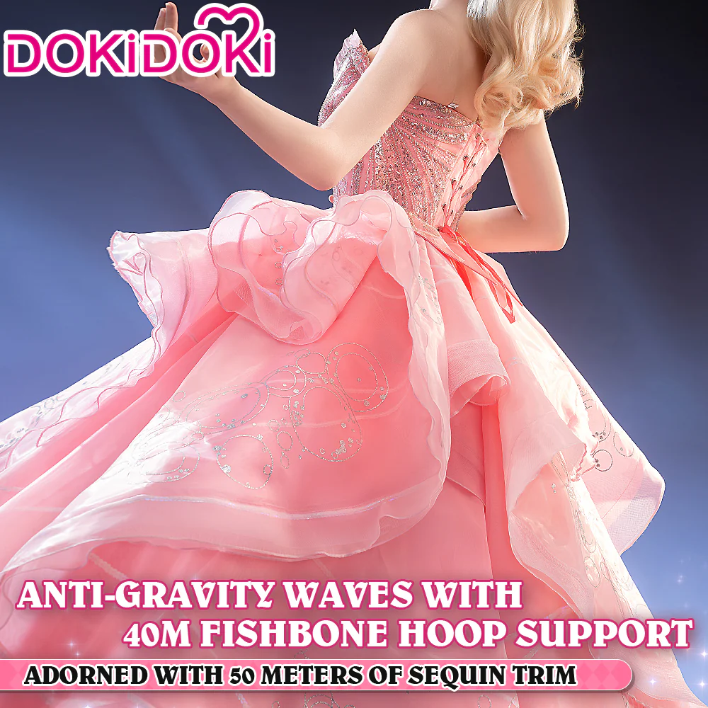 【Size S-3XL】DokiDoki Movie Cosplay Costume Pink Bubble Dress - Image 3