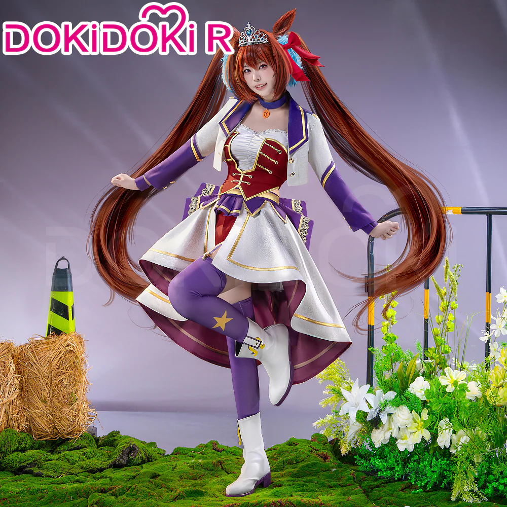 【Size XS-2XL】DokiDoki-R Anime Game Cosplay White Red Dress Costume Stage Suit