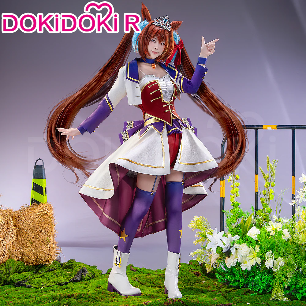 【Size XS-2XL】DokiDoki-R Anime Game Cosplay White Red Dress Costume Stage Suit - Image 2