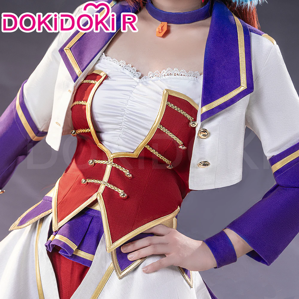 【Size XS-2XL】DokiDoki-R Anime Game Cosplay White Red Dress Costume Stage Suit - Image 4