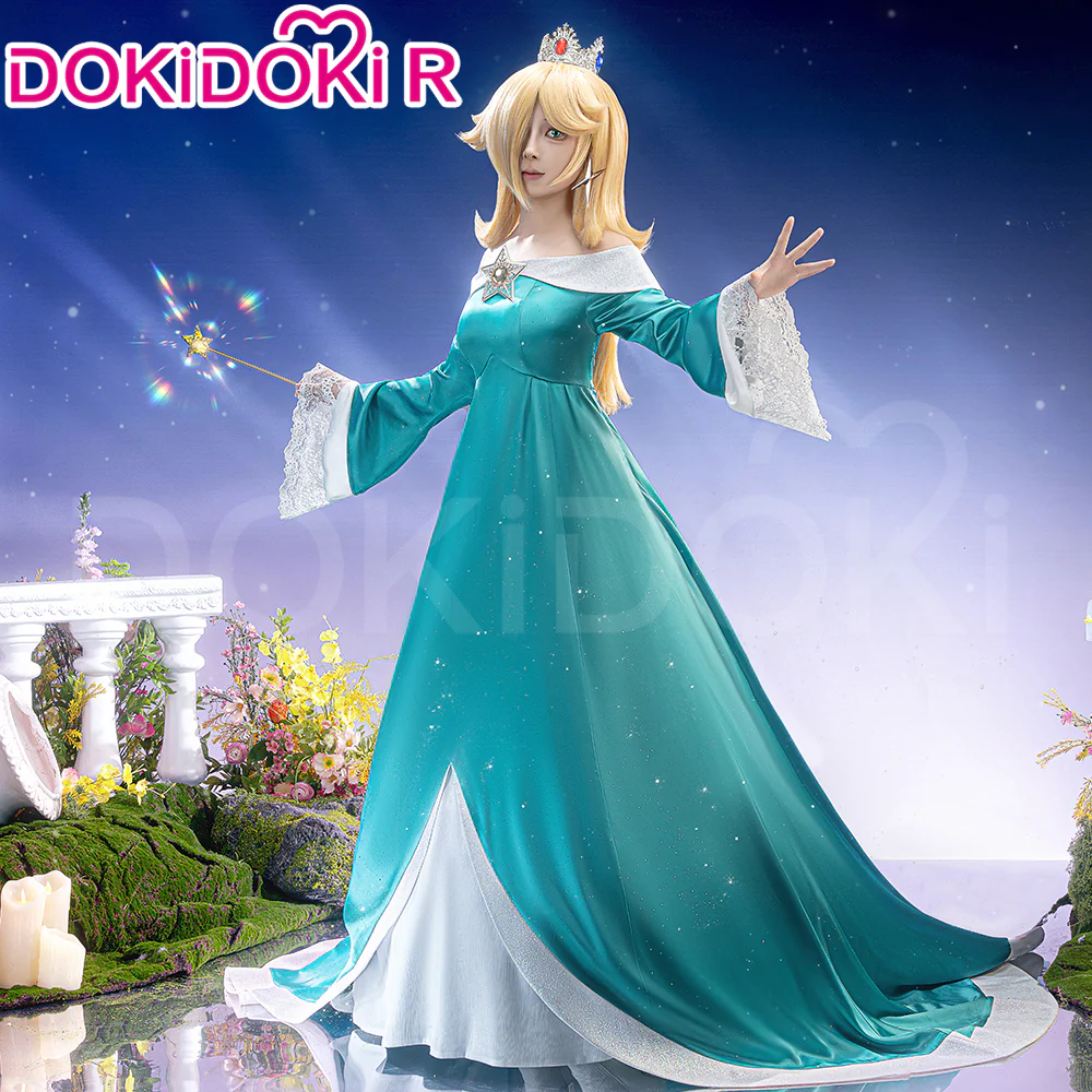 【Ready For Ship】【Glowing】【Size S-3XL】DokiDoki-R Movie Cosplay Cosplay Costume Blue Princess Dress With Magic Staff / Crown - Image 2