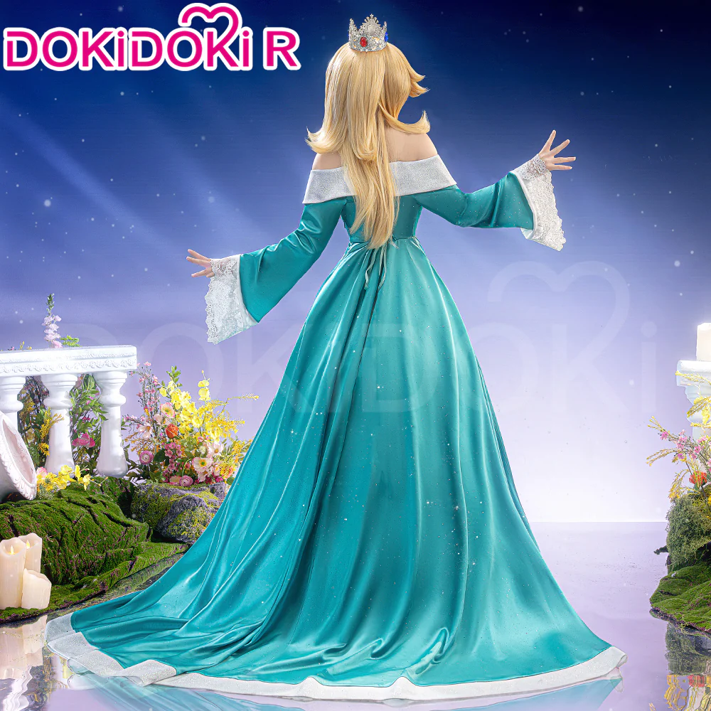 【Ready For Ship】【Glowing】【Size S-3XL】DokiDoki-R Movie Cosplay Cosplay Costume Blue Princess Dress With Magic Staff / Crown - Image 3