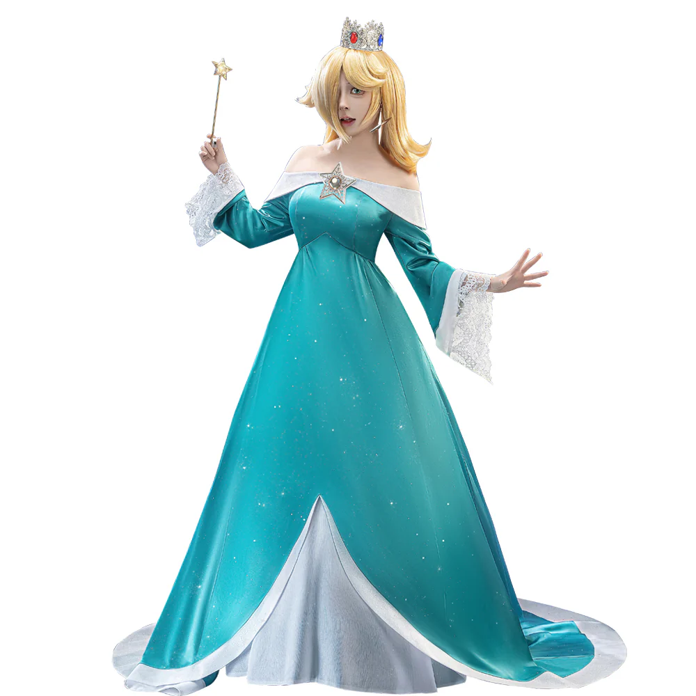 【Ready For Ship】【Glowing】【Size S-3XL】DokiDoki-R Movie Cosplay Cosplay Costume Blue Princess Dress With Magic Staff / Crown - Image 6
