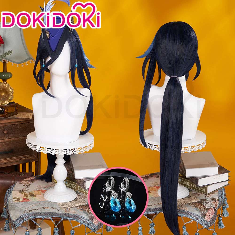【US LOCAL SHIPPING 】DokiDoki Game Genshin Impact Cosplay Clorinde Wig Long Blue Pony Tail Fontaine - Image 2