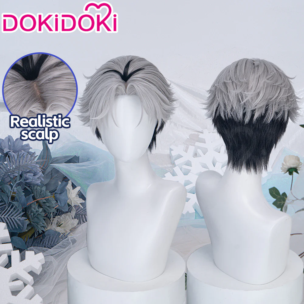 DokiDoki Anime Agents of the Four Seasons: Dance of Spring Cosplay Itecho Kangetsu Wig Short White Black Hair