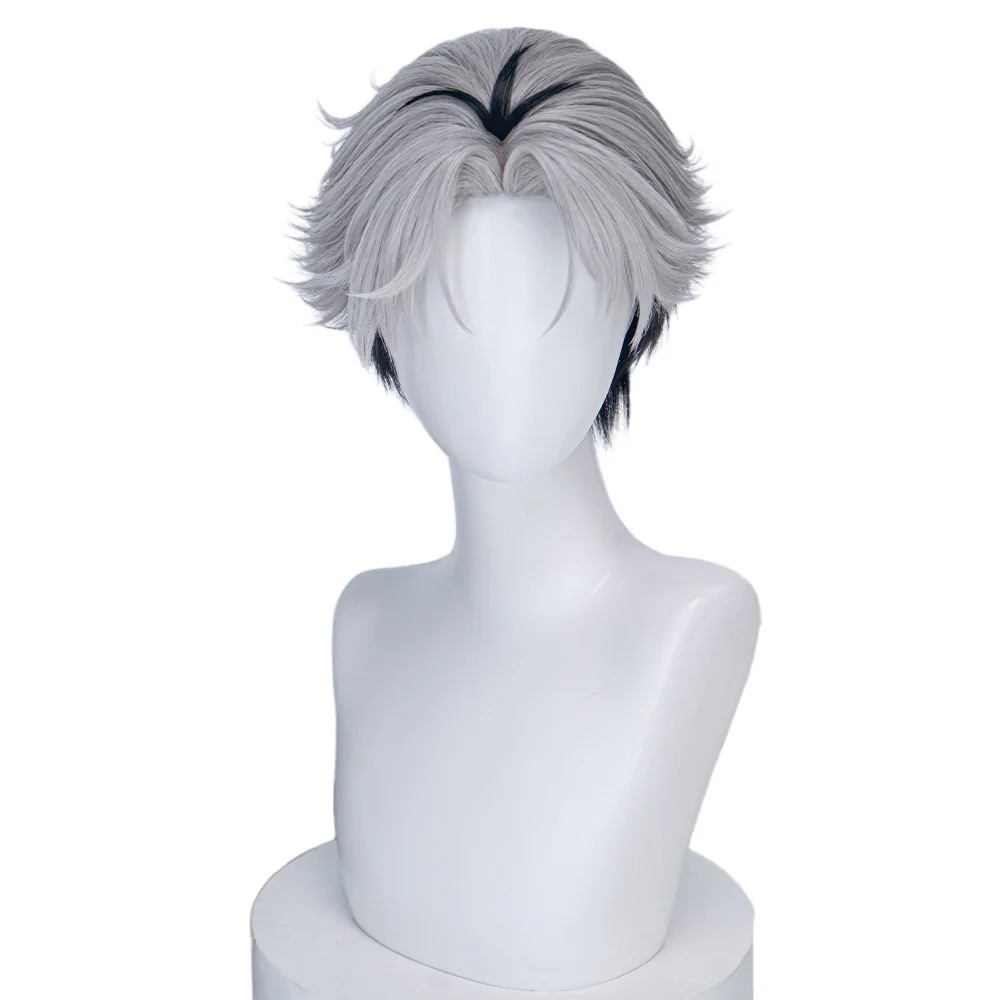 DokiDoki Anime Agents of the Four Seasons: Dance of Spring Cosplay Itecho Kangetsu Wig Short White Black Hair - Image 5