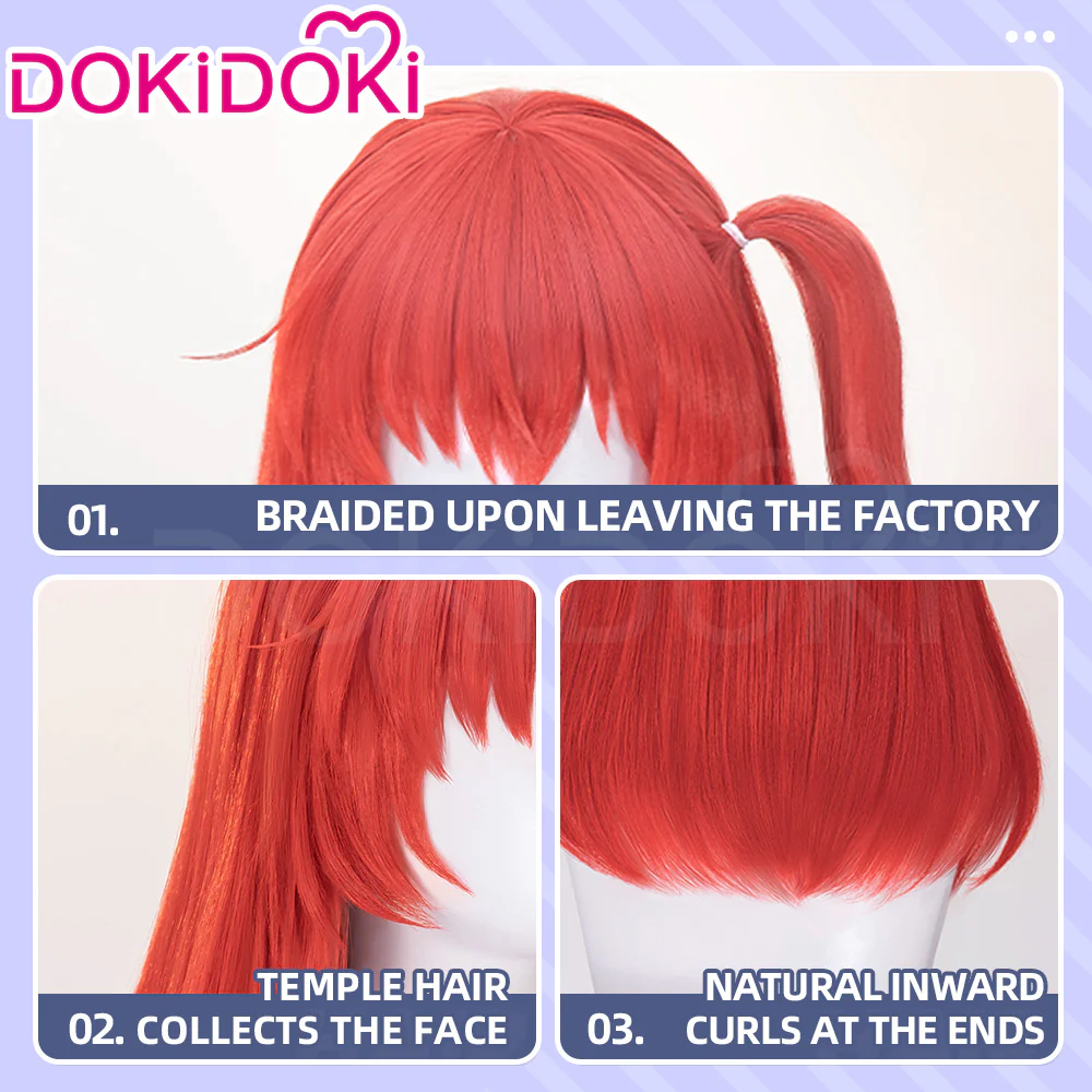 【Ready For Ship】DokiDoki Anime Bocchi the Rock! Cosplay Kita Ikuyo Wig Long Straight Red Hair Braids Kessoku Band - Image 4