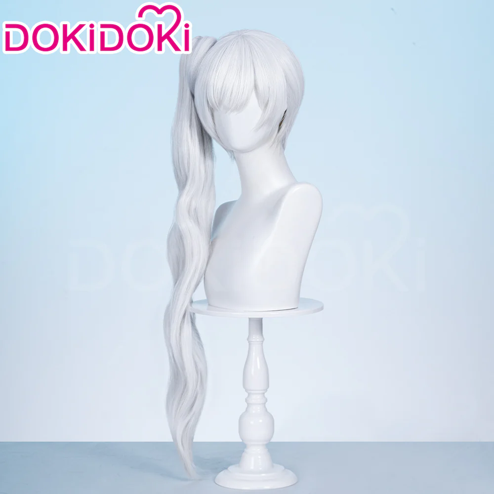 【Ready For Ship】DokiDoki Anime Copslay White Ice Queen Wig Long Curly White Hair Single Side Ponytail - Image 2