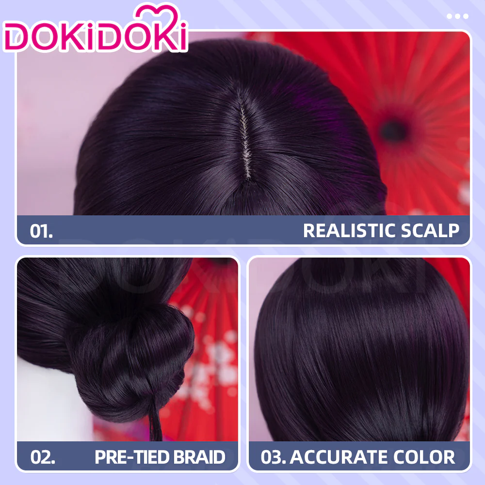 【Ready For Ship】DokiDoki Anime Cosmic Princess Kaguya! Cosplay Iroha Sakayori Wig Short Purple Blue Hair Bun - Image 10