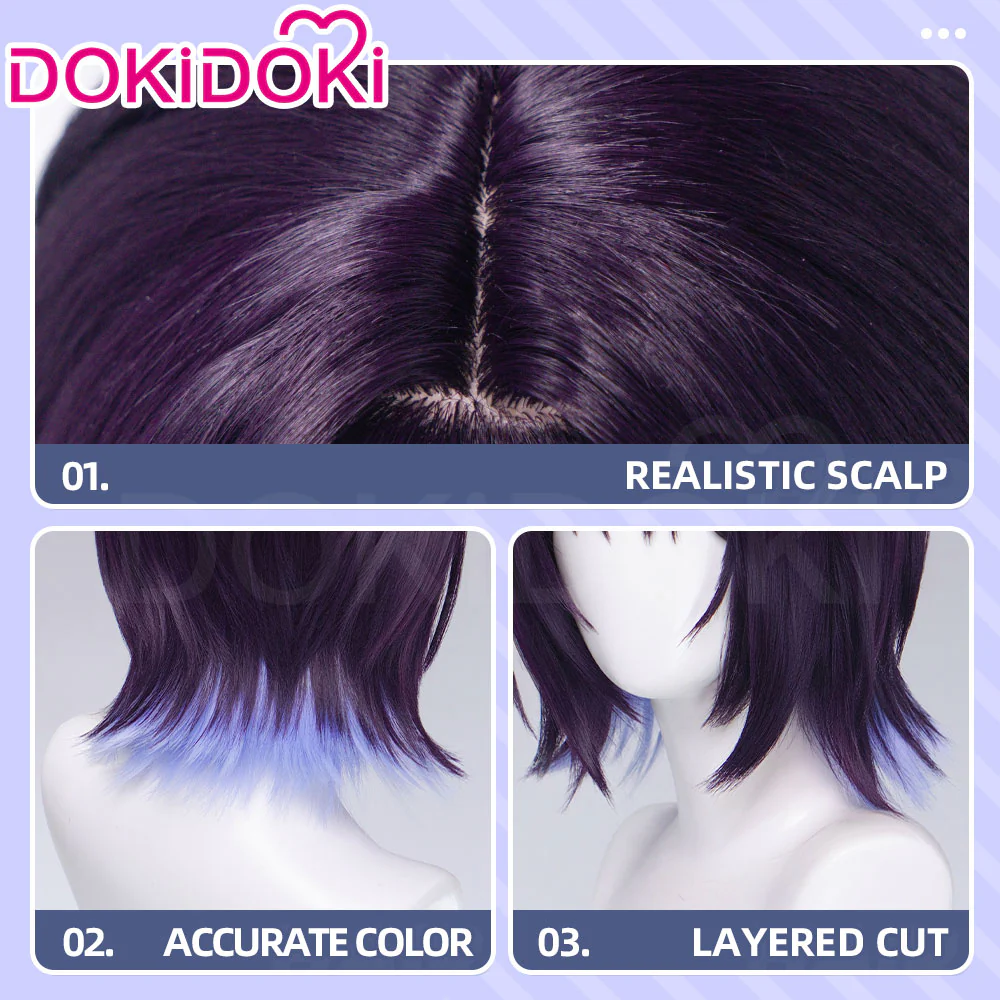 【Ready For Ship】DokiDoki Anime Cosmic Princess Kaguya! Cosplay Iroha Sakayori Wig Short Purple Blue Hair Bun - Image 5