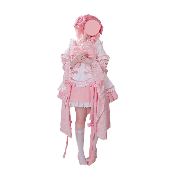 DokiDoki-R Anime Cosplay Costume Dress Maid Uiform Purple / Pink - Image 10