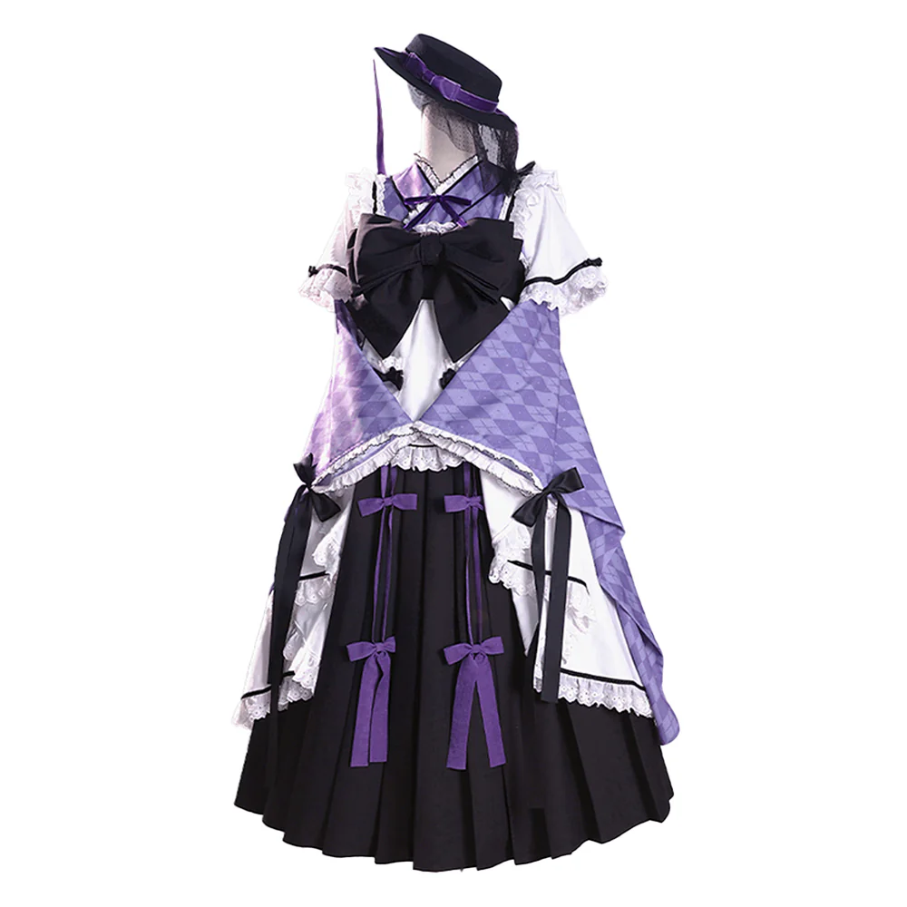 DokiDoki-R Anime Cosplay Costume Dress Maid Uiform Purple / Pink - Image 5