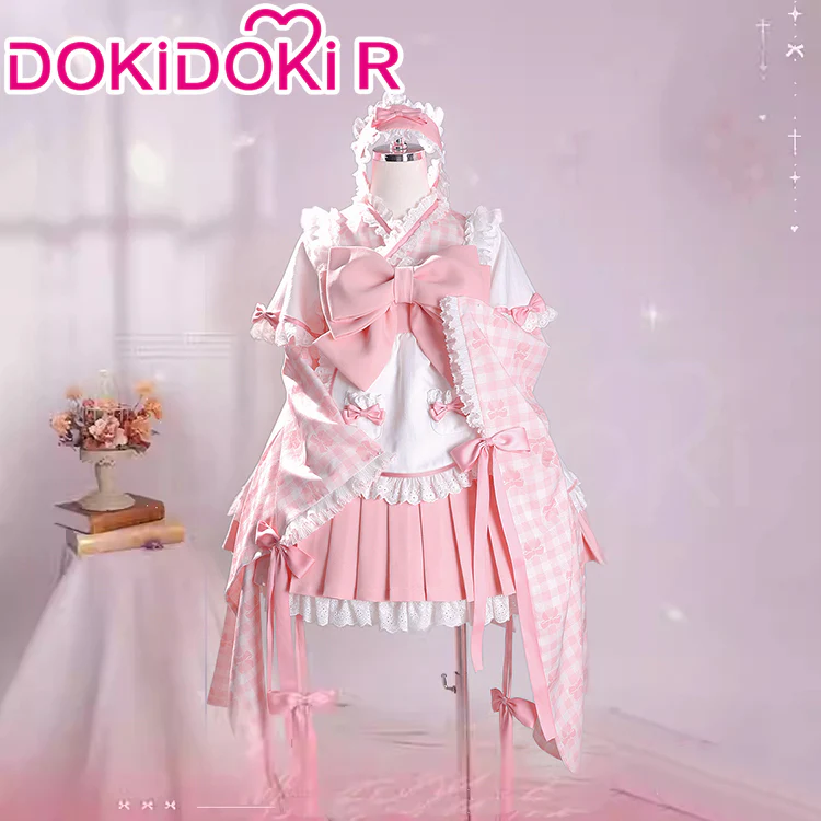 DokiDoki-R Anime Cosplay Costume Dress Maid Uiform Purple / Pink - Image 9