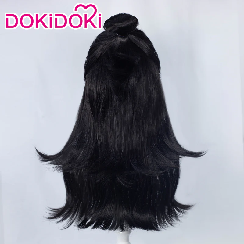 Dokidoki Anime Cosplay Wig Long Black Half Bun Hair/ Earrings - Image 3
