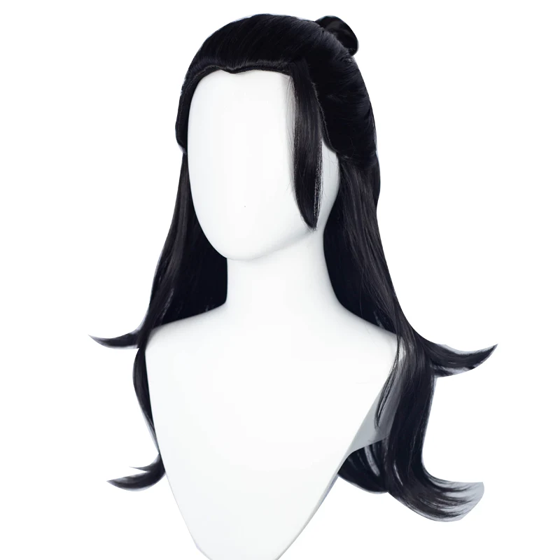 Dokidoki Anime Cosplay Wig Long Black Half Bun Hair/ Earrings - Image 6