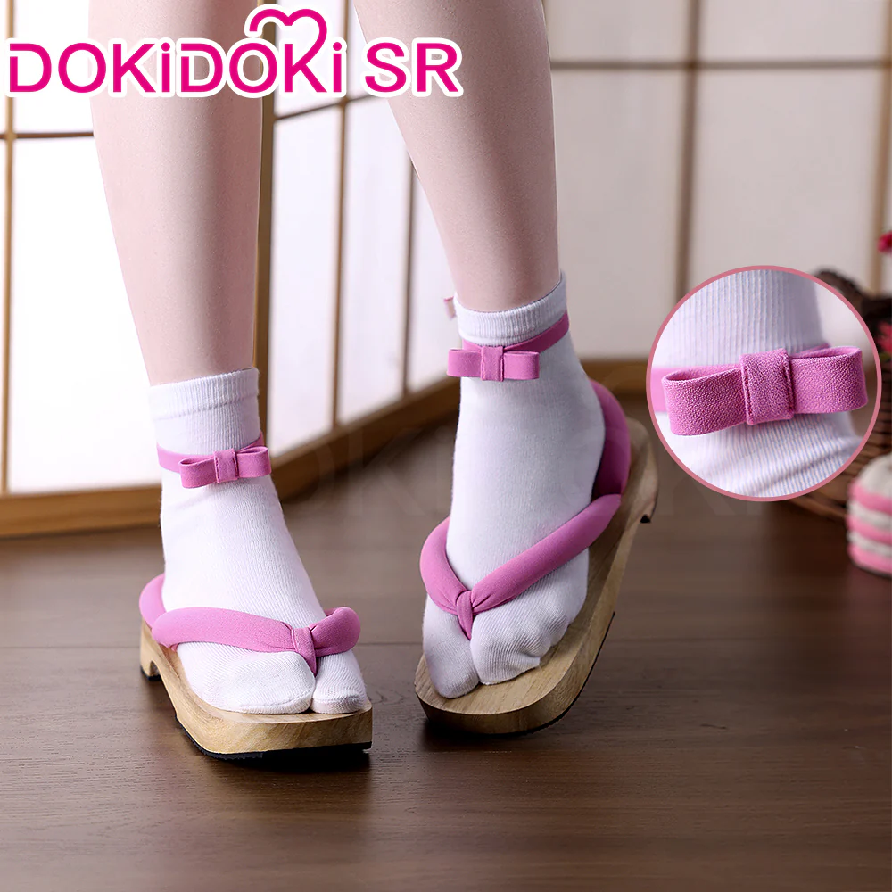 【Partially Ready For Ship】DokiDoki-SR Anime Cosplay Japanese Geta Blue Purple Pink Shoes Wooden Clogs - Image 5