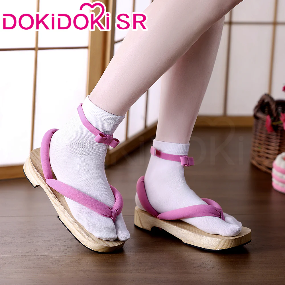 【Partially Ready For Ship】DokiDoki-SR Anime Cosplay Japanese Geta Blue Purple Pink Shoes Wooden Clogs - Image 6