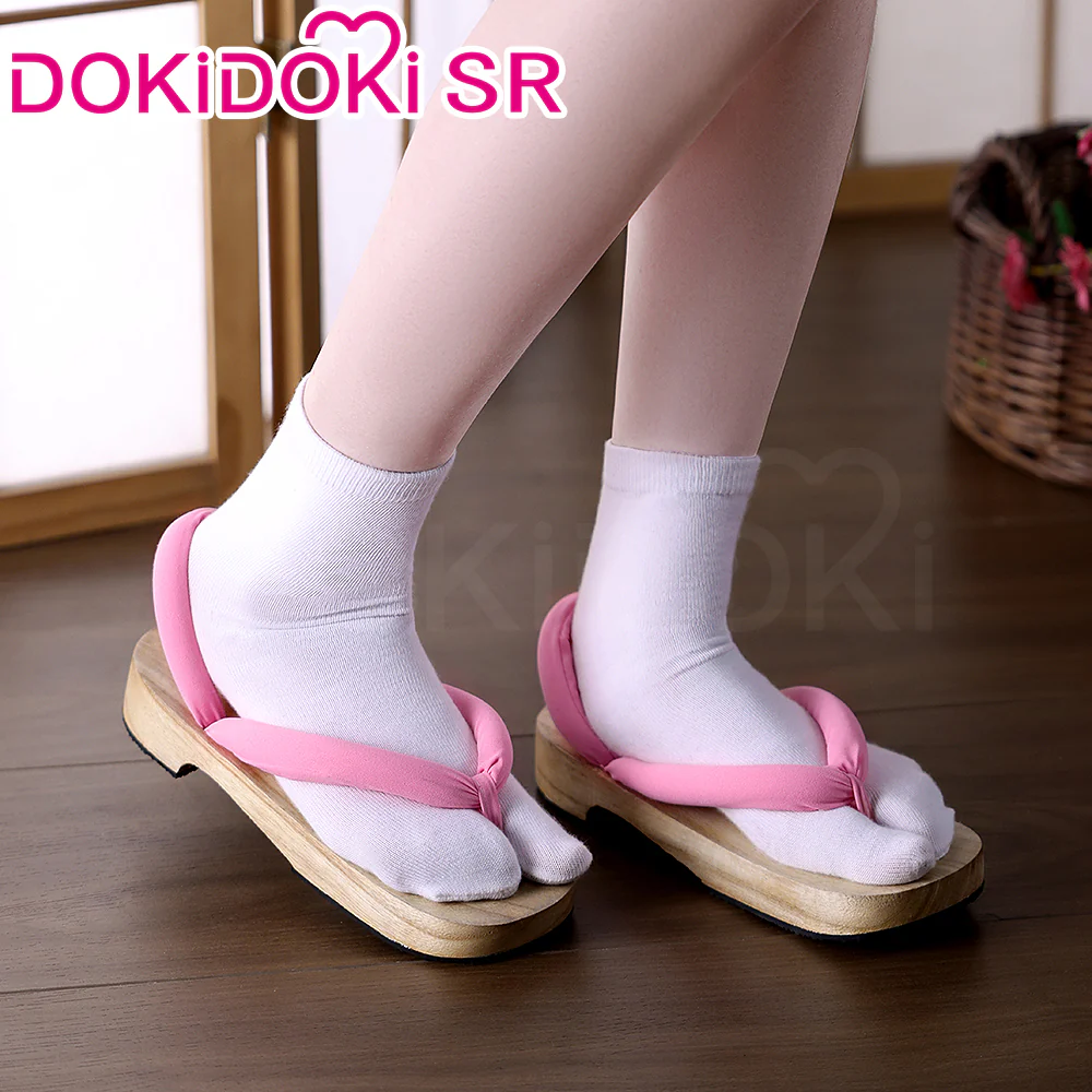 【Partially Ready For Ship】DokiDoki-SR Anime Cosplay Japanese Geta Blue Purple Pink Shoes Wooden Clogs - Image 9