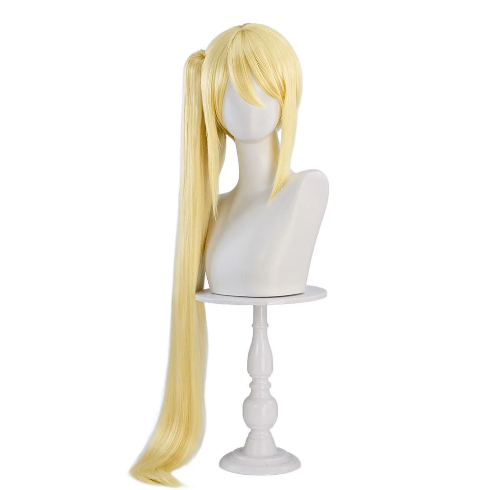 【Ready For Ship】DokiDoki Anime Cosplay Luccy Heaartfilia Wig Long Straight Yellow Hair Side Ponytail - Image 2