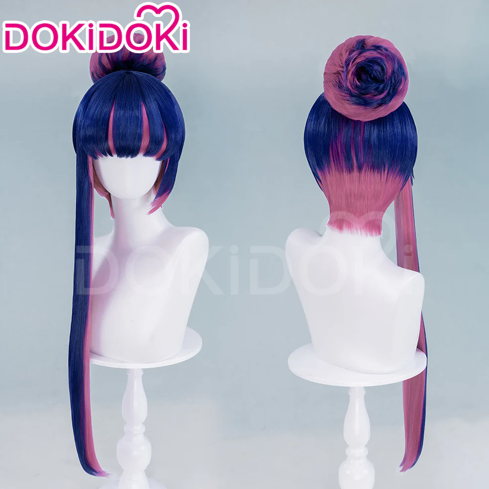 【Ready For Ship】DokiDoki Anime Cosplay Cosplay Wig Half Blue Pink Bun Hair